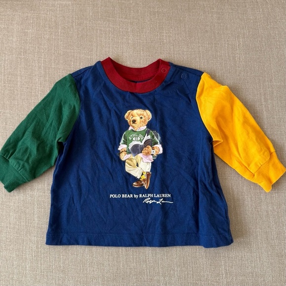 Ralph Lauren Other - Ralph Lauren Polo Bear Baby Tee Colorblock Multicolor Long Sleeve Graphic Shirt